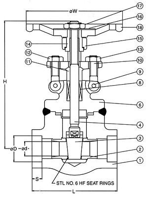 Typical Forged Steel Welded Bonnet Gate Valve